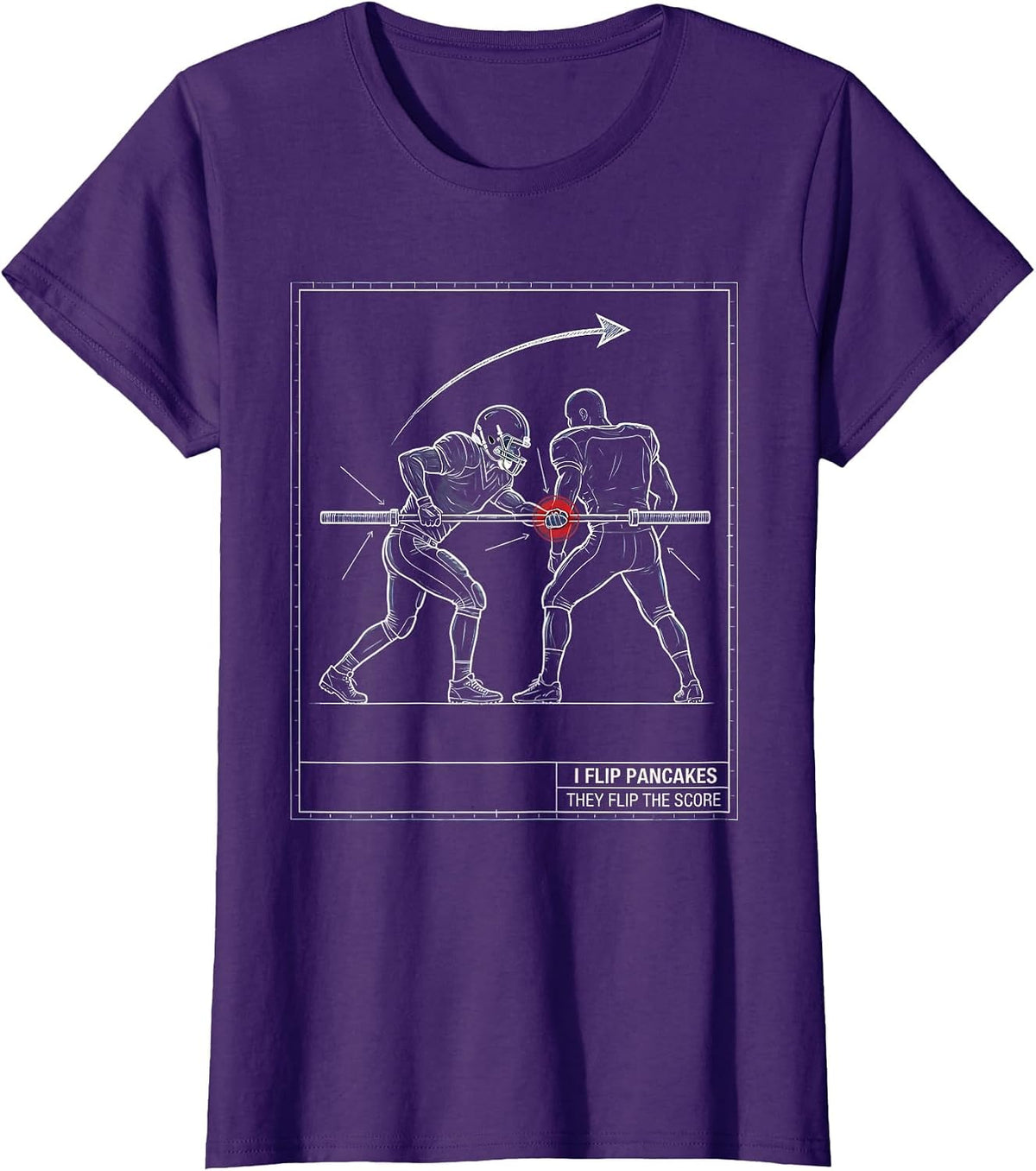 Women's I Flip Pancakes, They Flip The Score Funny Football Lineman T-Shirt - Purple