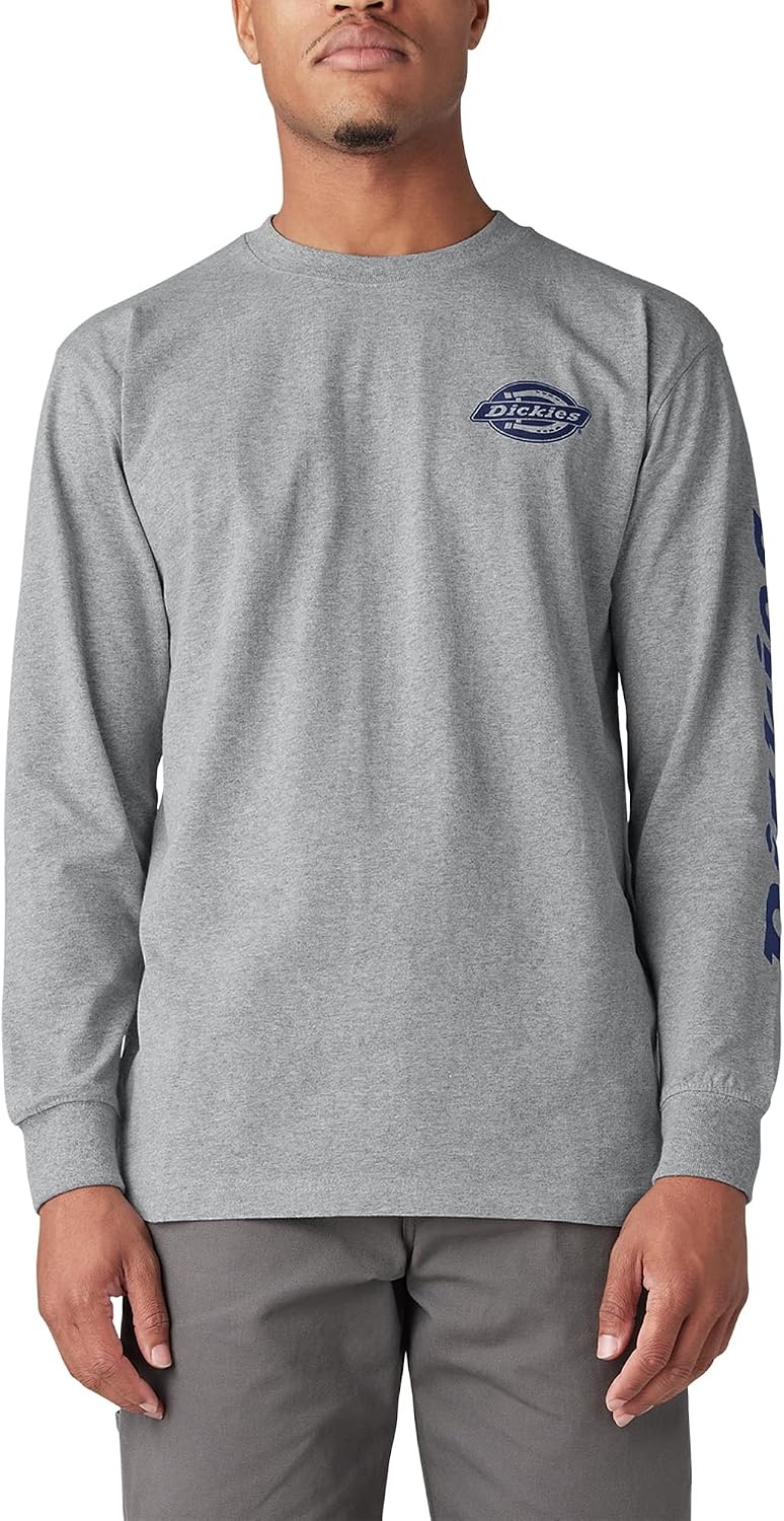 Dickies Mens Long Sleeve Heavyweight Logo T-Shirt - Grey