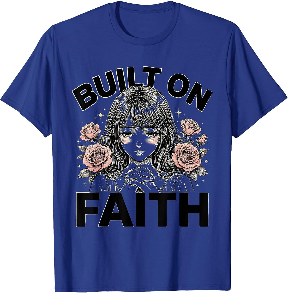 Built on Faith Faith Over Fear Inspirational Design T-Shirt - Royal Blue