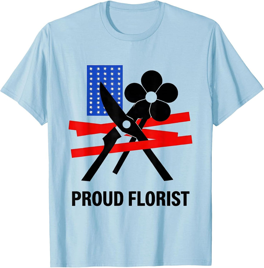 Men's Proud Florist Bauhaus Modernist American Flag Occupation T-Shirt - Baby Blue