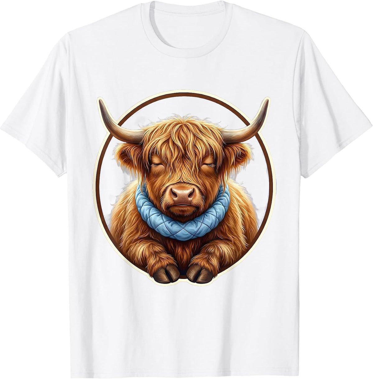 Men's Highland Cow Cute Kawaii Cozy Sleepshirt Gift T-Shirt - White
