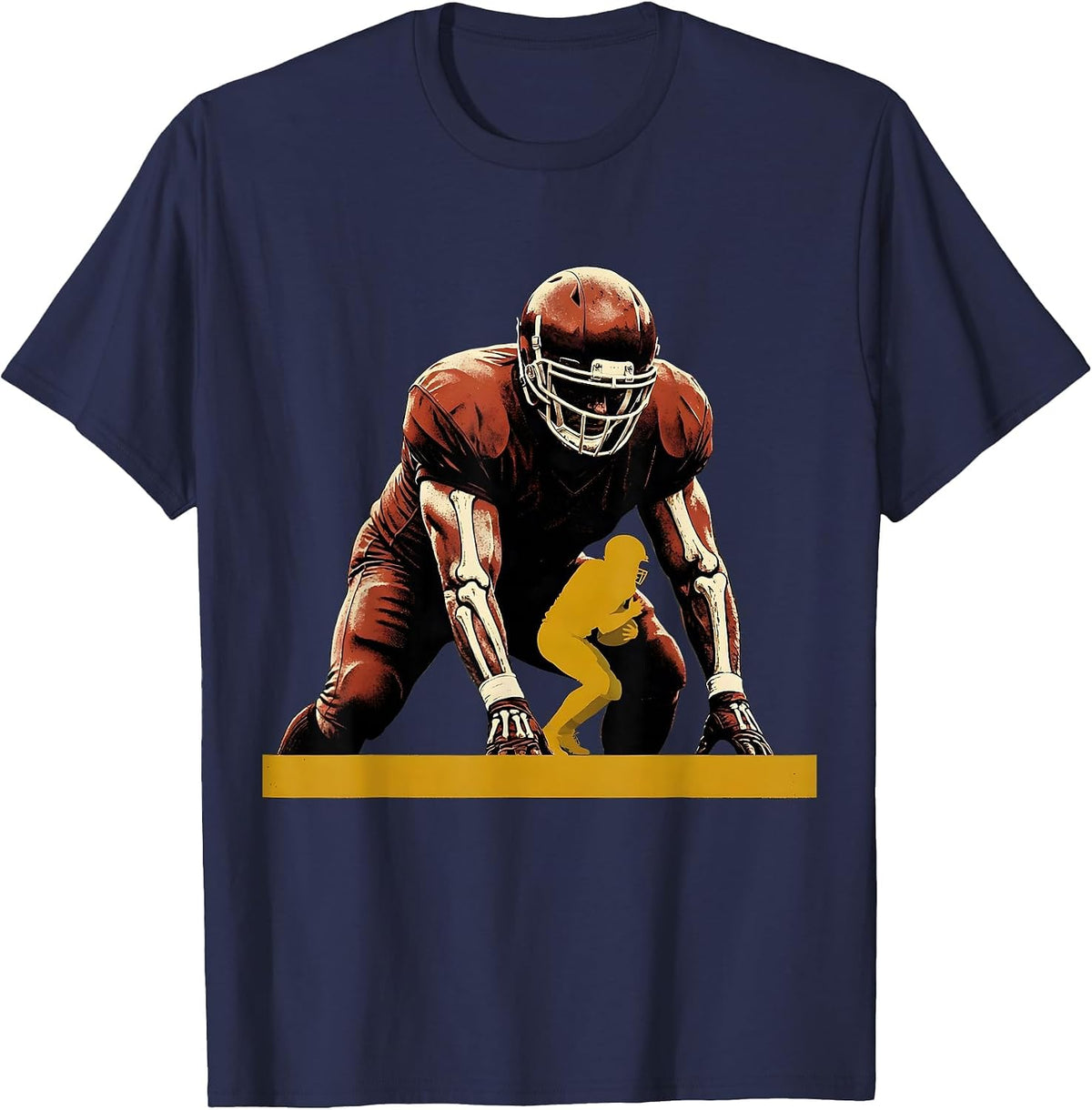 Men's Lineman Blocking Mass Football Player Humor T-Shirt - Navy Blue