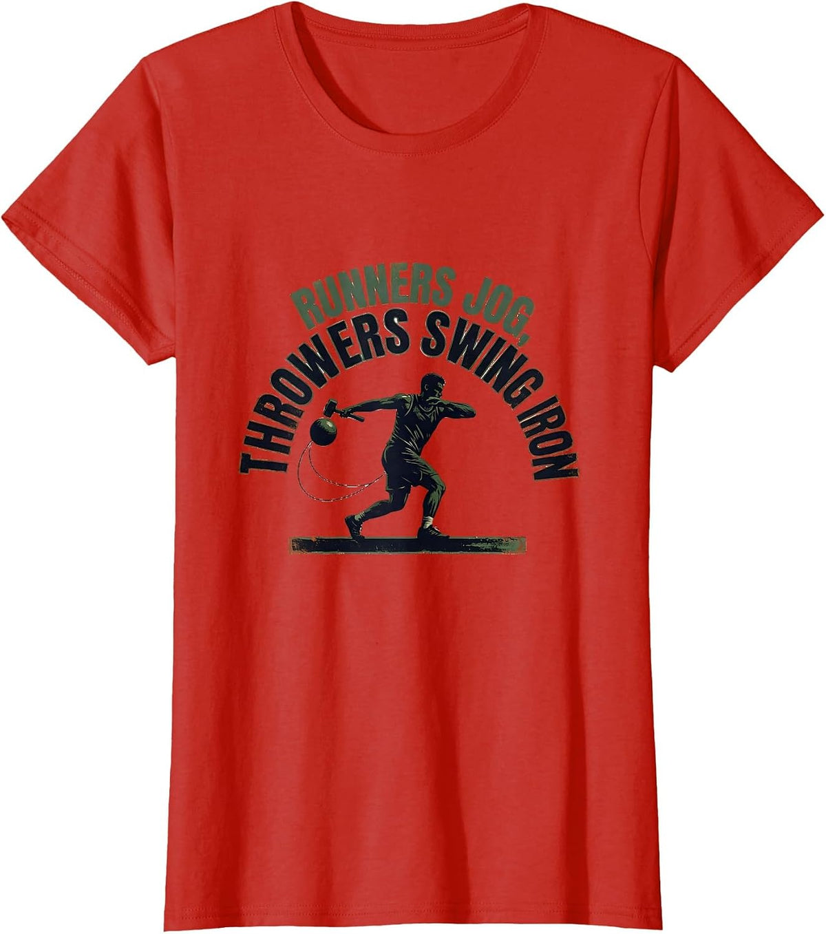 Women's Runners Jog Throwers Swing Iron Vintage Track And Field T-Shirt - Red