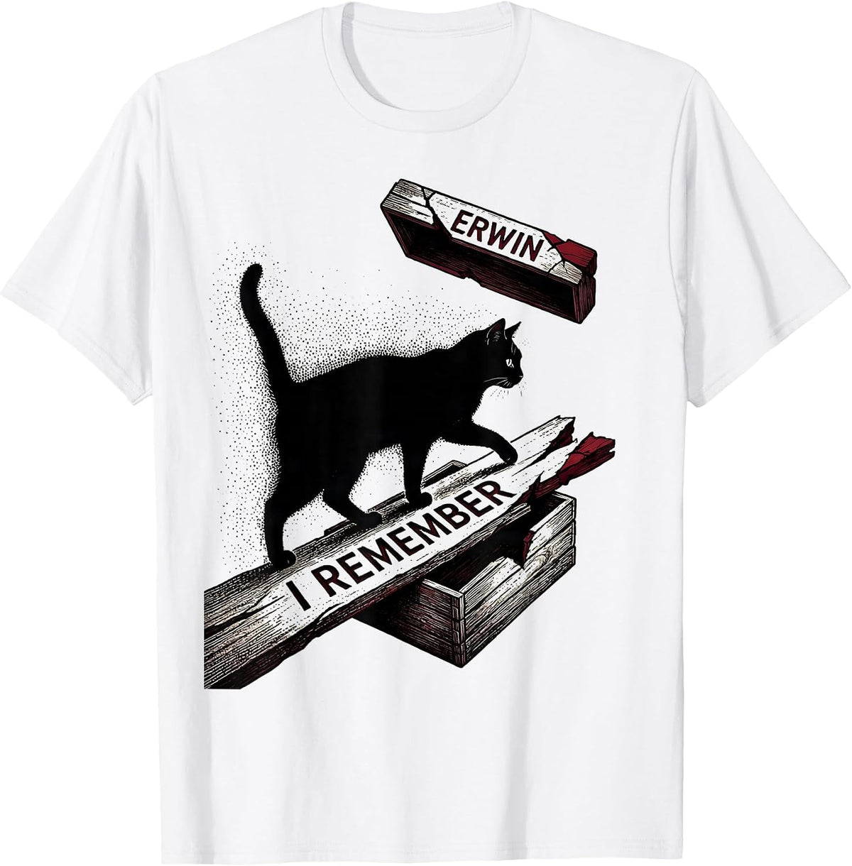 Men's I Remember Erwin Blackwork Dotwork Quantum Physics Humor T-Shirt - White