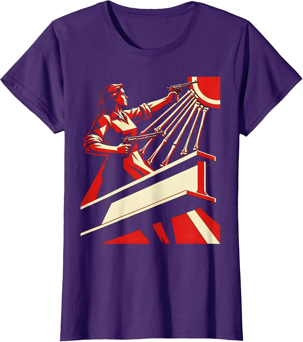 Women's Rosie the Riveter Skyscraper Steel Worker T-Shirt - Purple