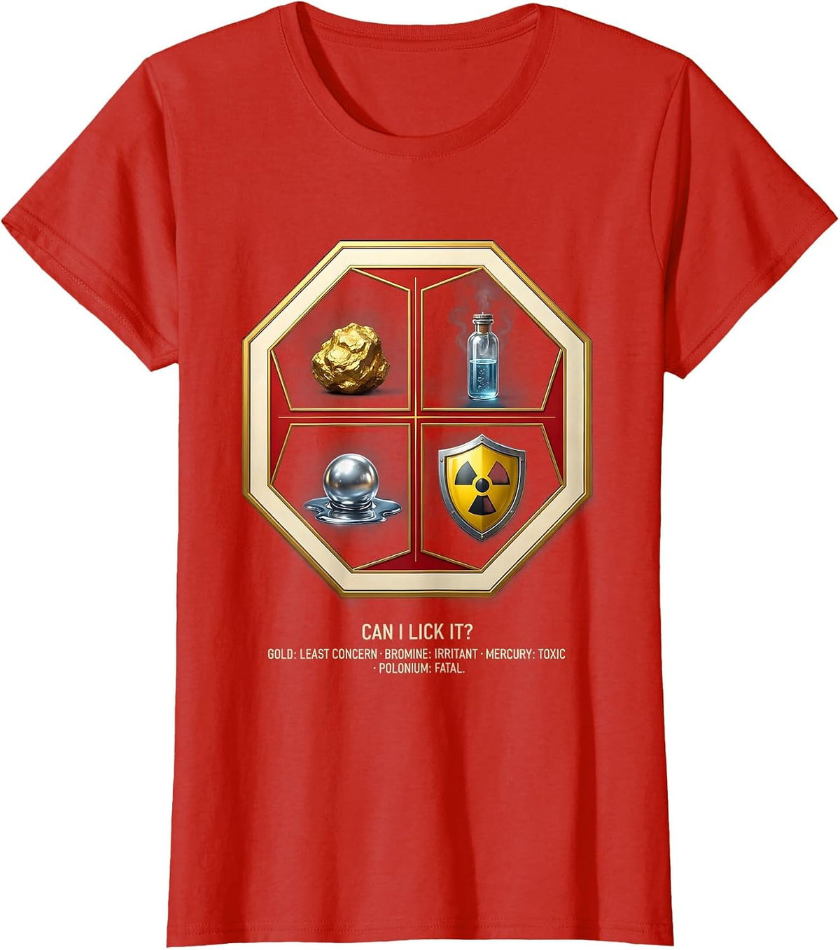 Can I Lick It Funny Periodic Table Science Teacher Humor T-Shirt - Red