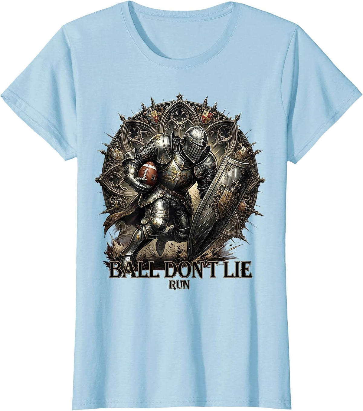 Run The Dang Ball Football Graphic Design T-Shirt - Baby Blue