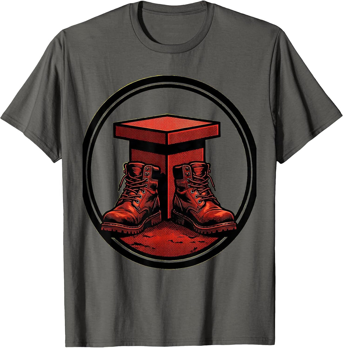 Men's Working Boots Behind the Podium Political Graphic T-Shirt - Asphalt Grey