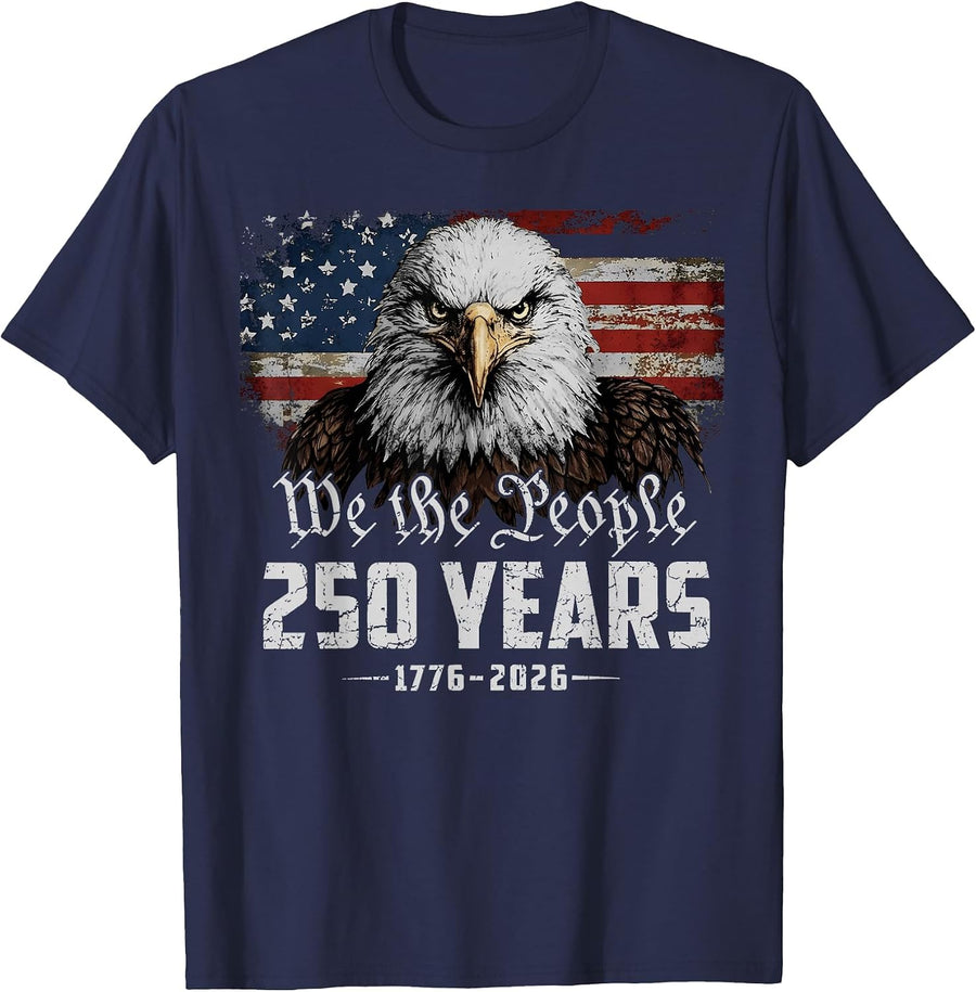 250 Years Eagle American Flag 250th Anniversary 4th of July T-Shirt - Navy Blue