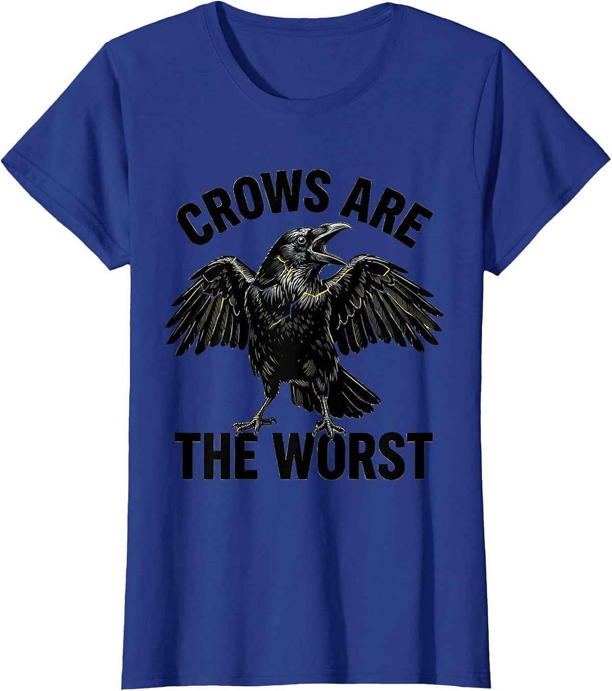 Women's Crows Are The Worst Fawk Off Crow Design T-Shirt - Royal Blue
