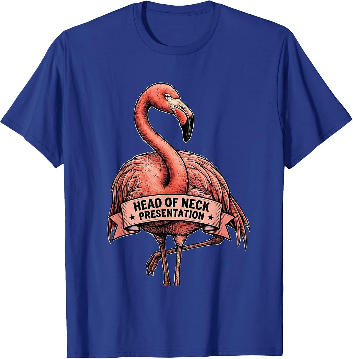 Men's Head Of Neck Presentation Funny Pink Flamingo Bird Lover T-Shirt - Royal Blue