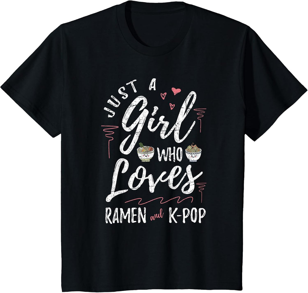 Just a Girl Who Loves Ramen and Kpop Japan Music Ramen T-Shirt - Black