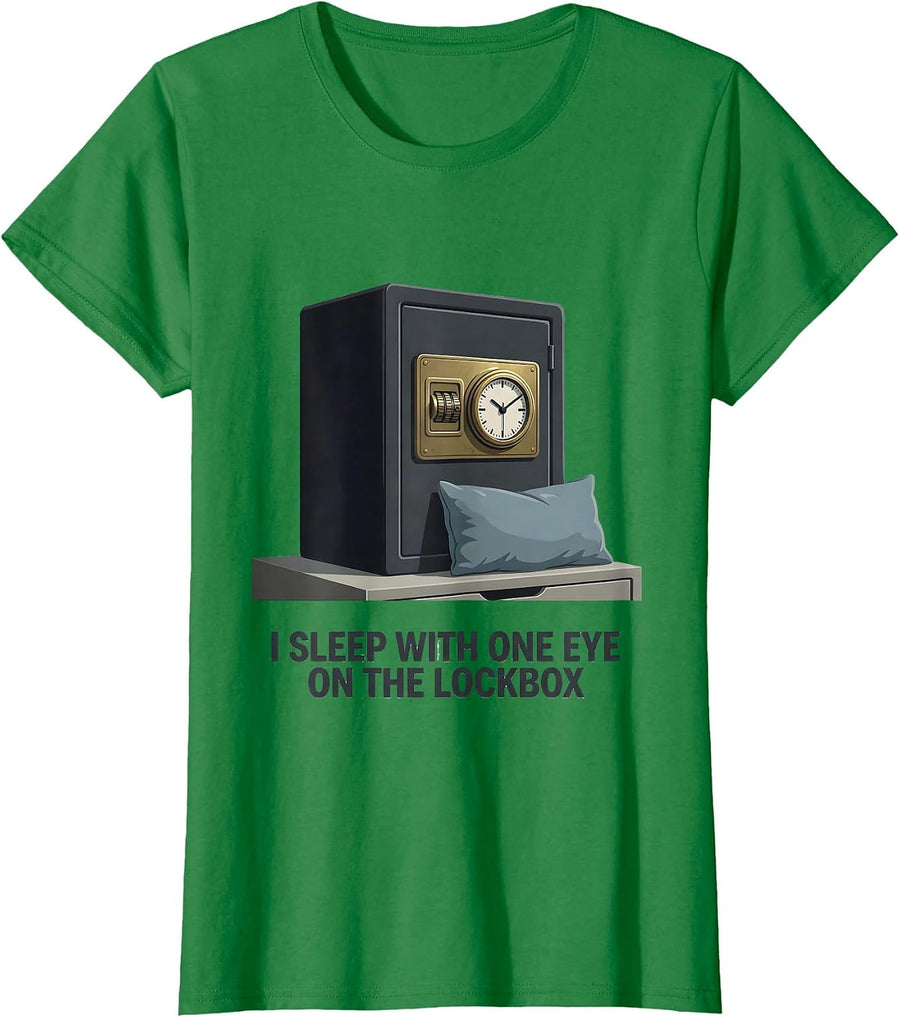 Women's I Sleep With One Eye On The Lockbox Funny Realtor Real T-Shirt - Kelly Green