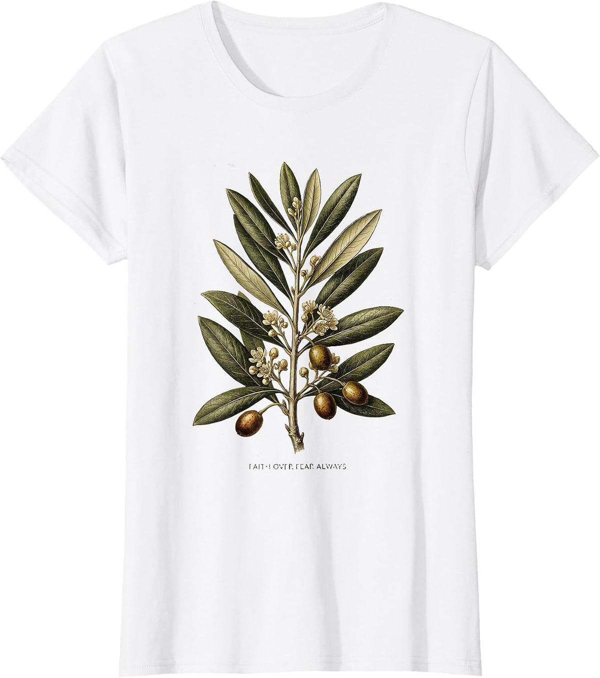 Women's Faith Over Fear Always Inspirational Design T-Shirt - White