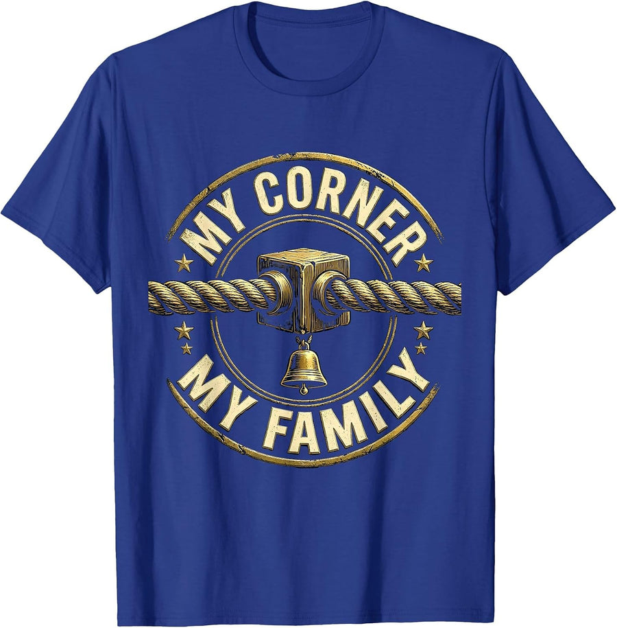 My Corner My Family Vintage Muay Thai Boxing Gym Pride T-Shirt - Royal Blue