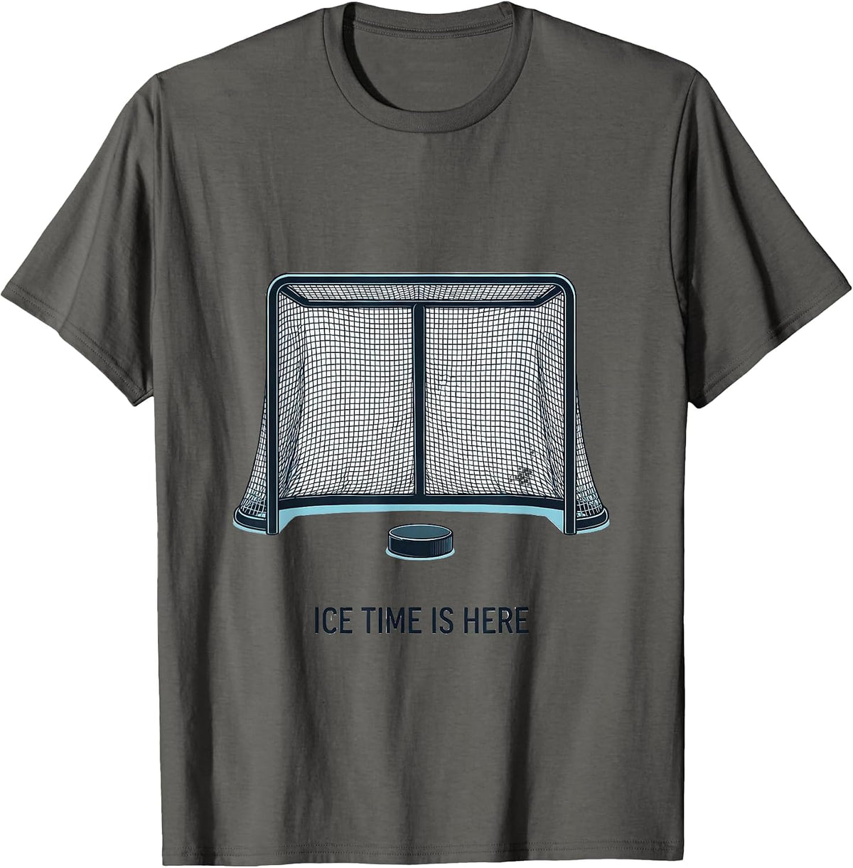Ice Time Is Here Funny Ice Hockey Player Fan Youth Gift T-Shirt - Asphalt Grey