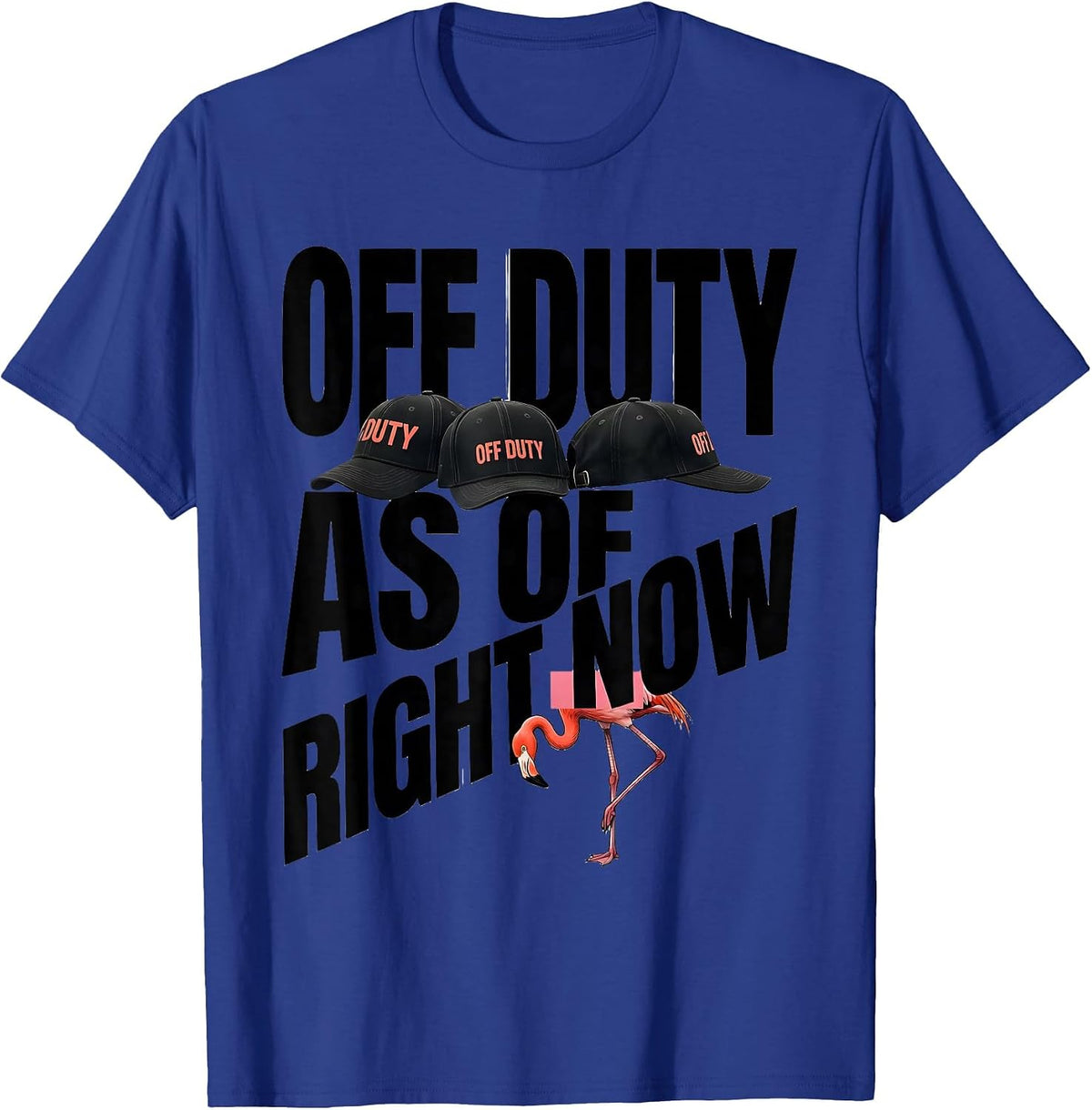 Off Duty As Of Right Now Funny Flamingo Novelty Bird Lover T-Shirt - Royal Blue