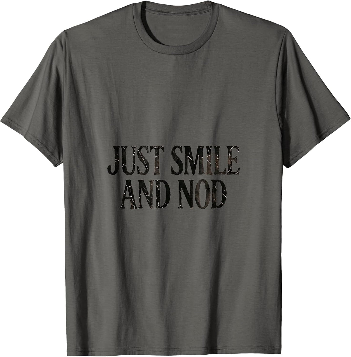 Just Smile and Nod Emotional Support Husband T-Shirt - Asphalt Grey