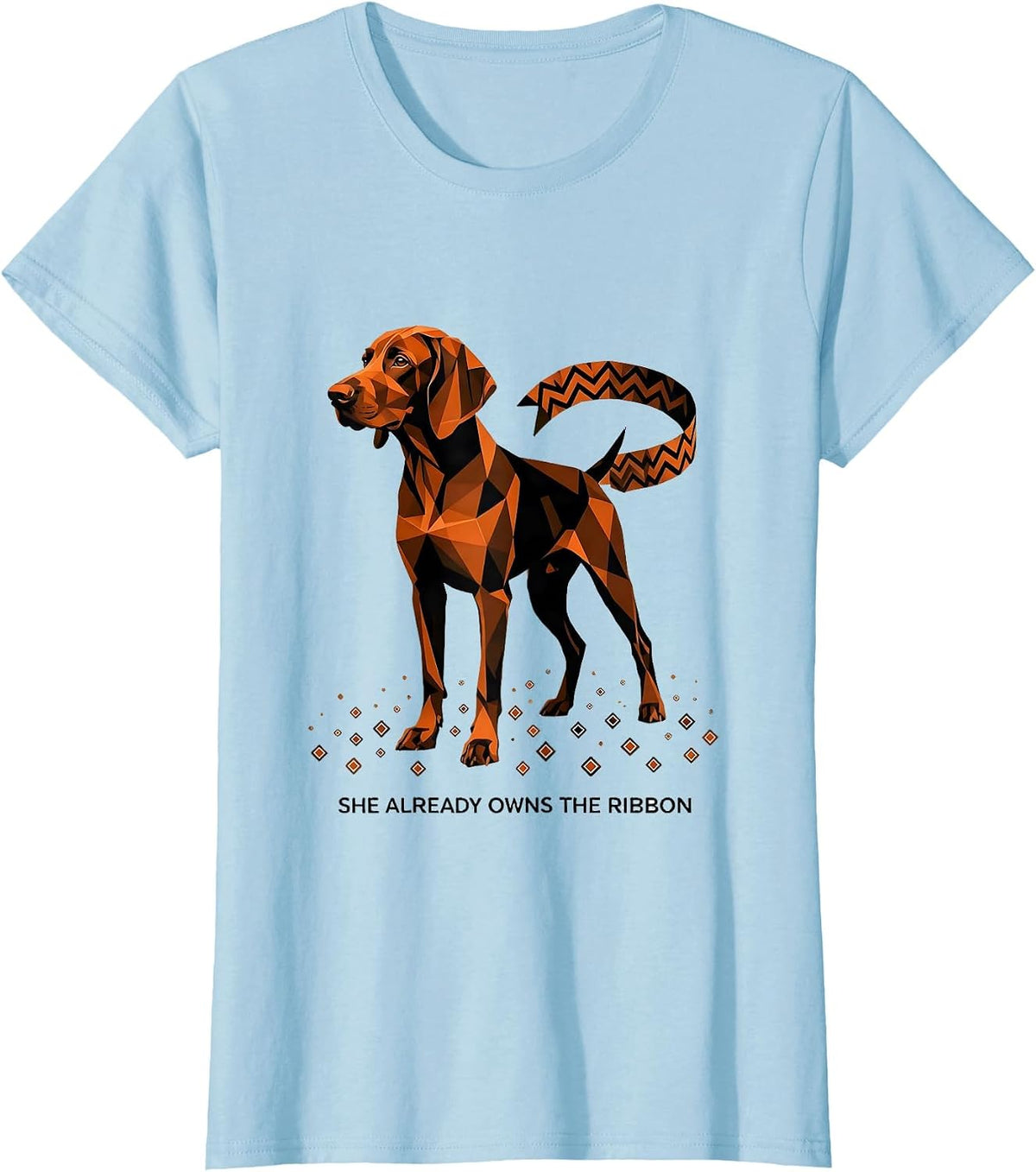 Women's She Already Owns The Ribbon Geometric Vizsla Christmas Dog T-Shirt - Baby Blue