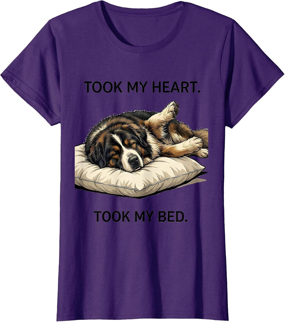 Women's Took My Heart Took My Bed Great Pyrenees Official Sleepshirt T-Shirt - Purple