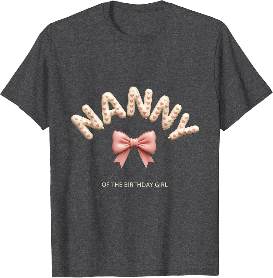 Men's Nanny Of The Birthday Girl Sweet Girly-Cute Family Matching T-Shirt - Dark Heather Grey