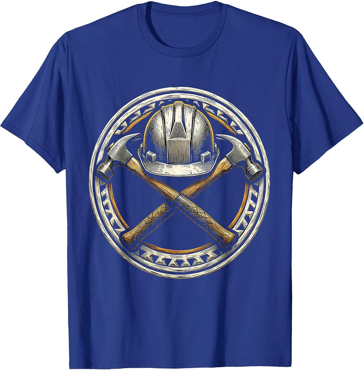 Men's Hardhat Crossed Sledgehammers Construction Graphic T-Shirt - Royal Blue