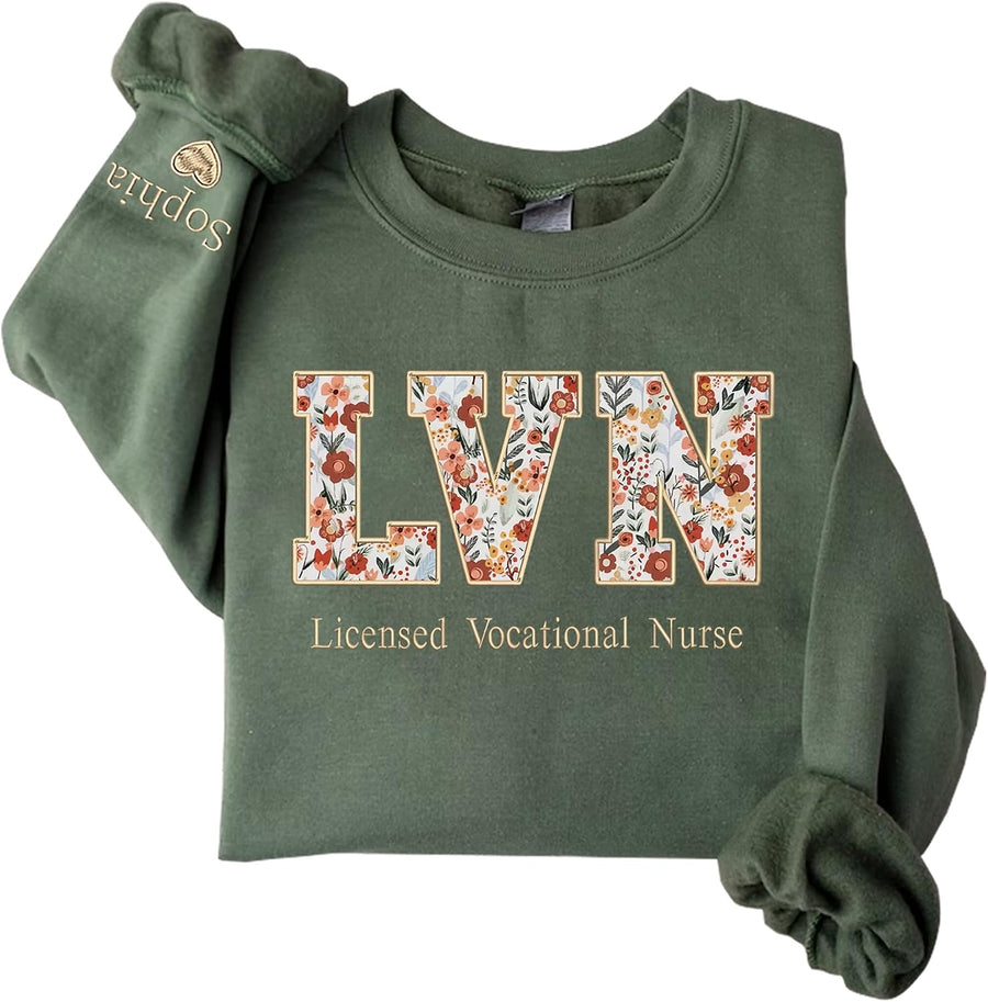 Custom Name & Job Title Sweatshirt, Embroidered Gift for Teachers, Nurses, OT, Realtor, Wellness Workers - Licensed