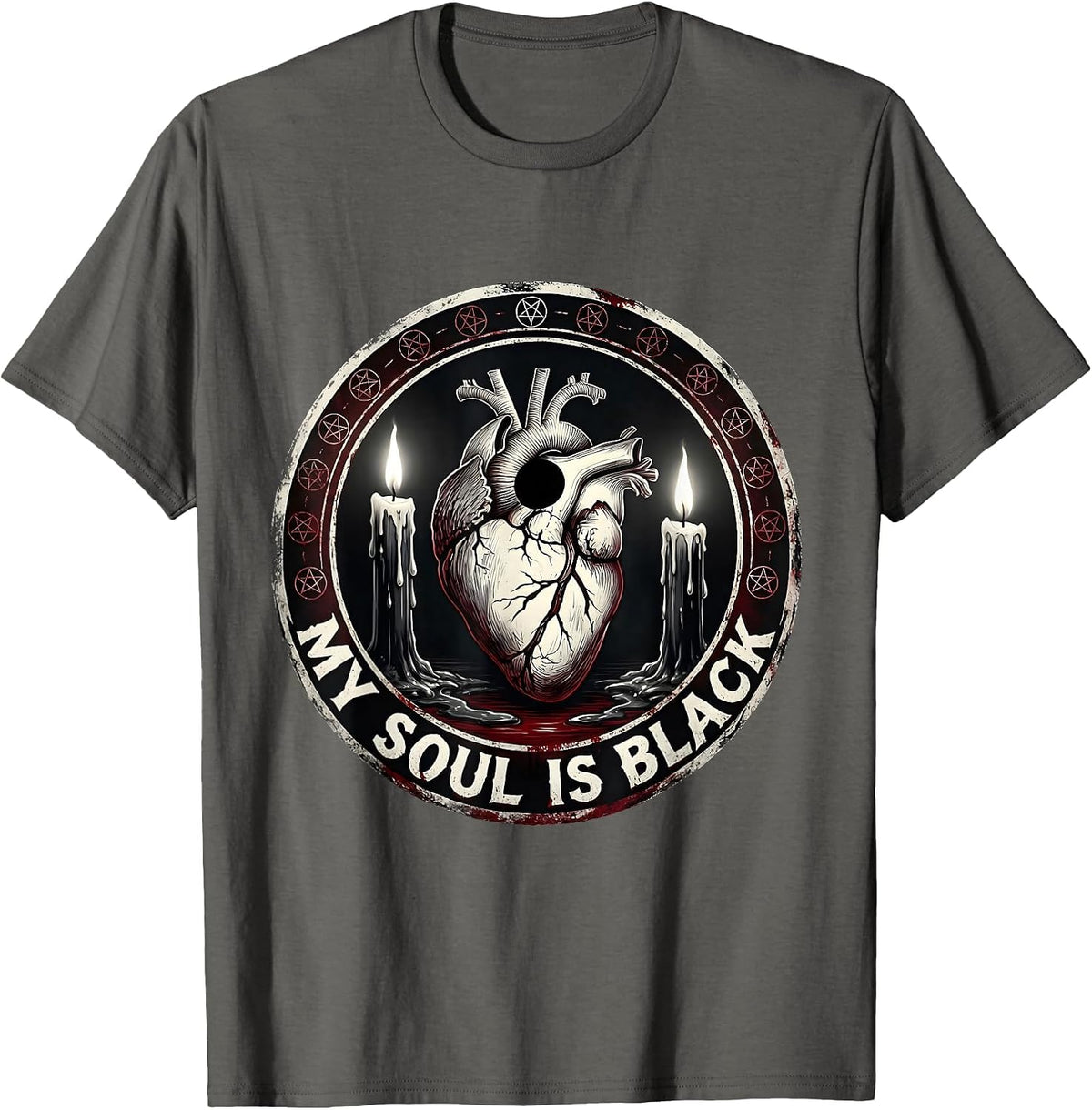 My Soul Is Black Gothic Dark Aesthetic Design T-Shirt - Asphalt Grey