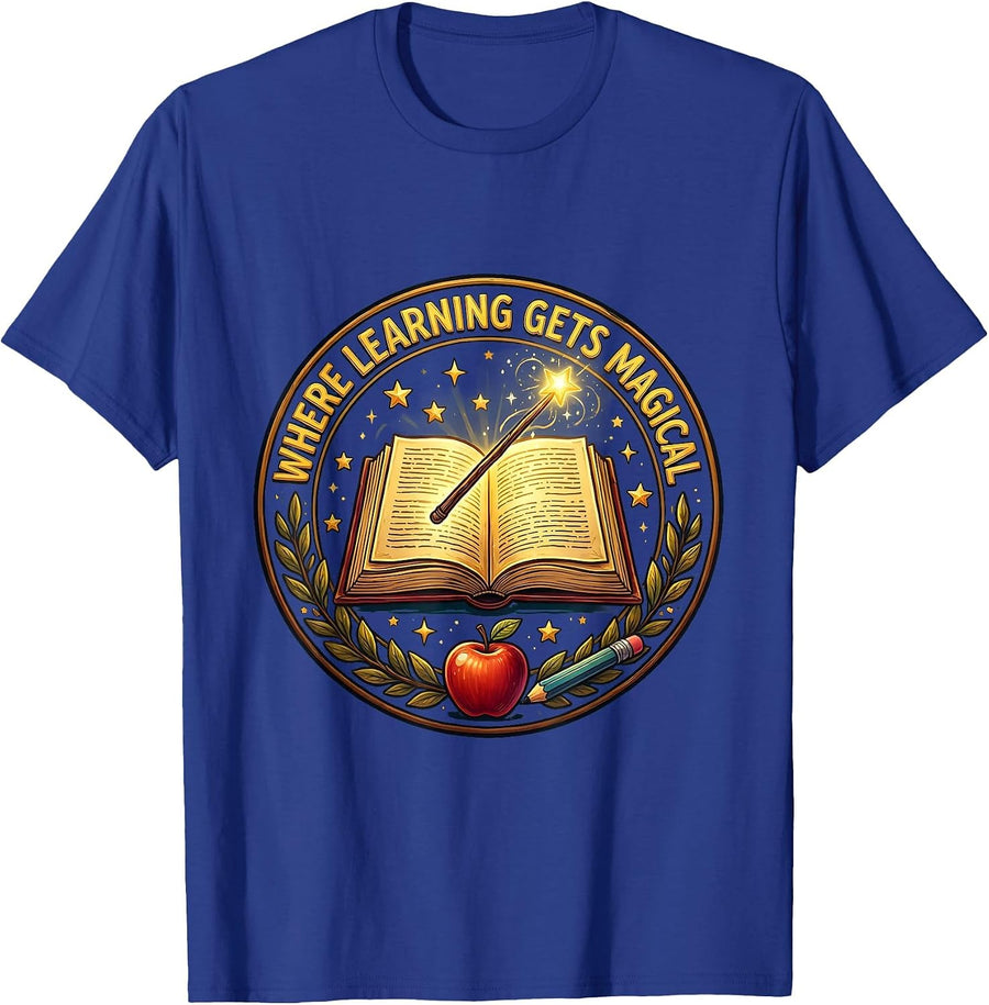 2nd Grade Teacher Where Learning Gets Magical T-Shirt - Royal Blue