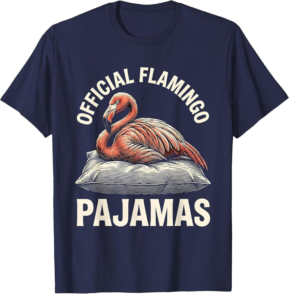 Men's Official Flamingo Pajamas Whimsical Animal Sleepshirt Cozy T-Shirt - Navy Blue