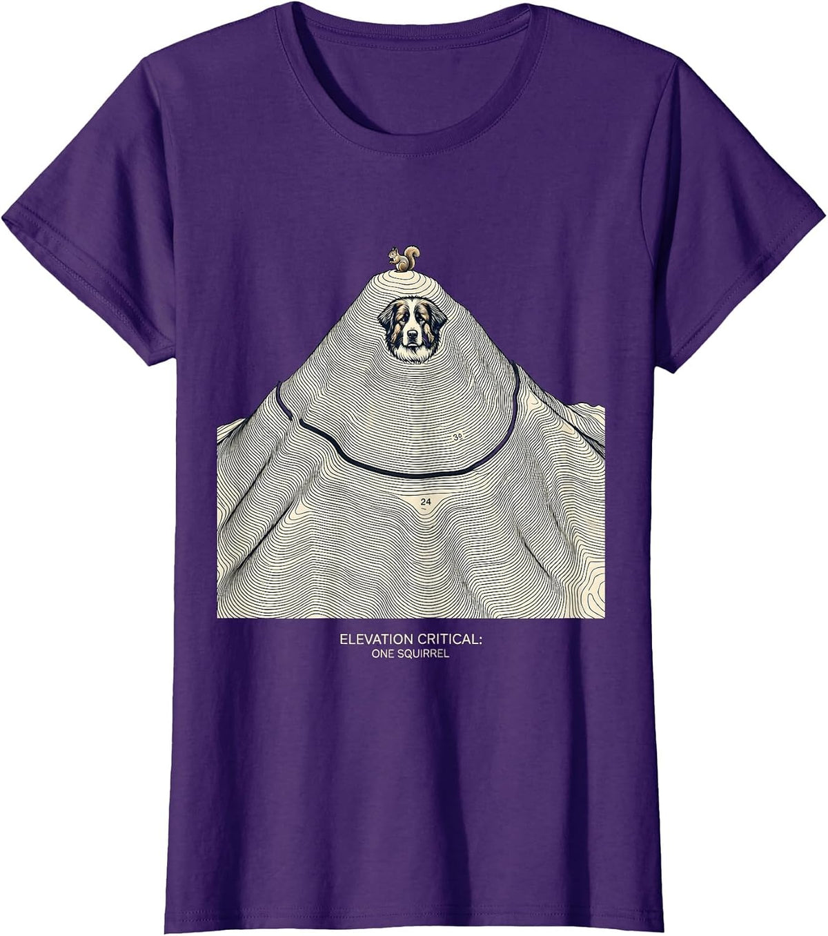 Women's Elevation Critical: One Squirrel Great Pyrenees Dog Owner T-Shirt - Purple