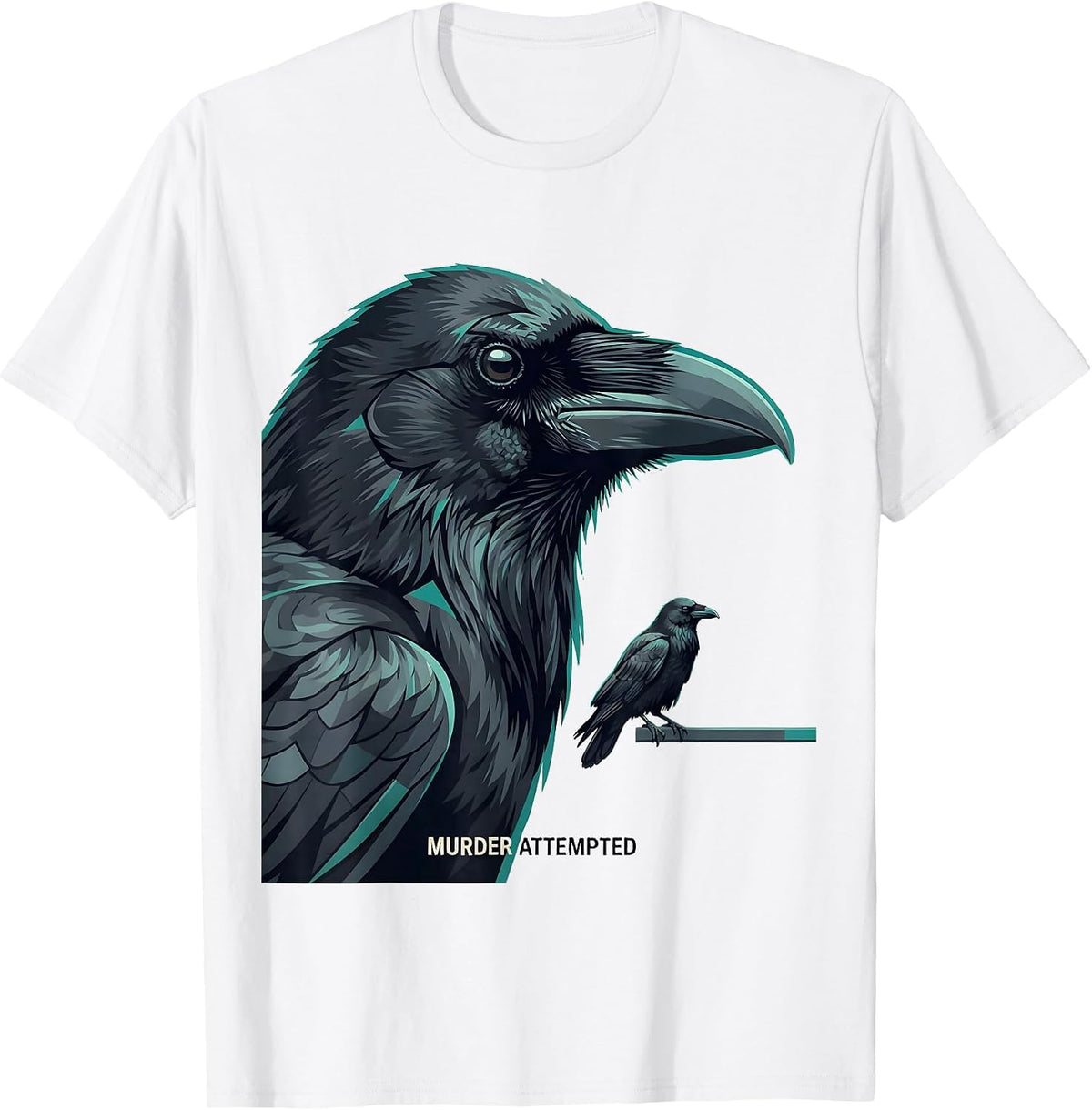 Men's Murder Attempted Flat Vector Dark Humor Crow Lover Gift T-Shirt - White