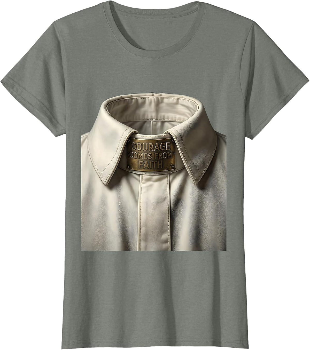 Courage Comes From Faith Over Fear Design T-Shirt - Olive Heather
