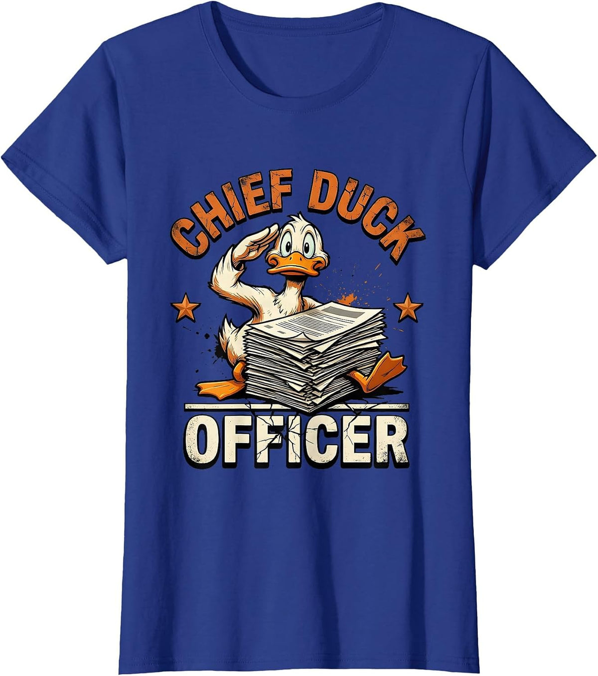 Women's Chief Duck Officer Funny Duck Novelty Gift T-Shirt - Royal Blue