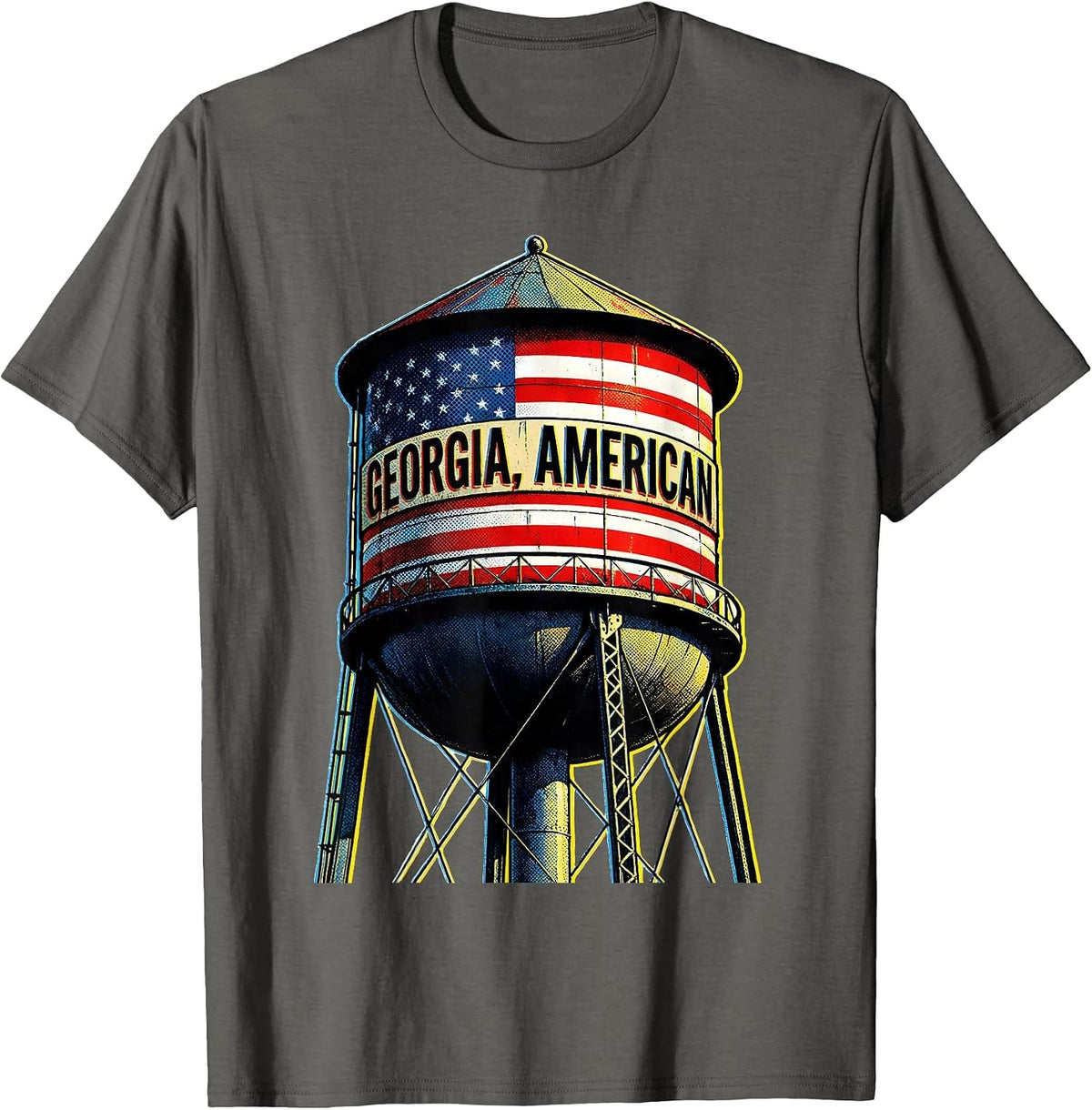 Georgia American Pop Art Patriotic Faith Over Fear Prayer T-Shirt - Asphalt Grey