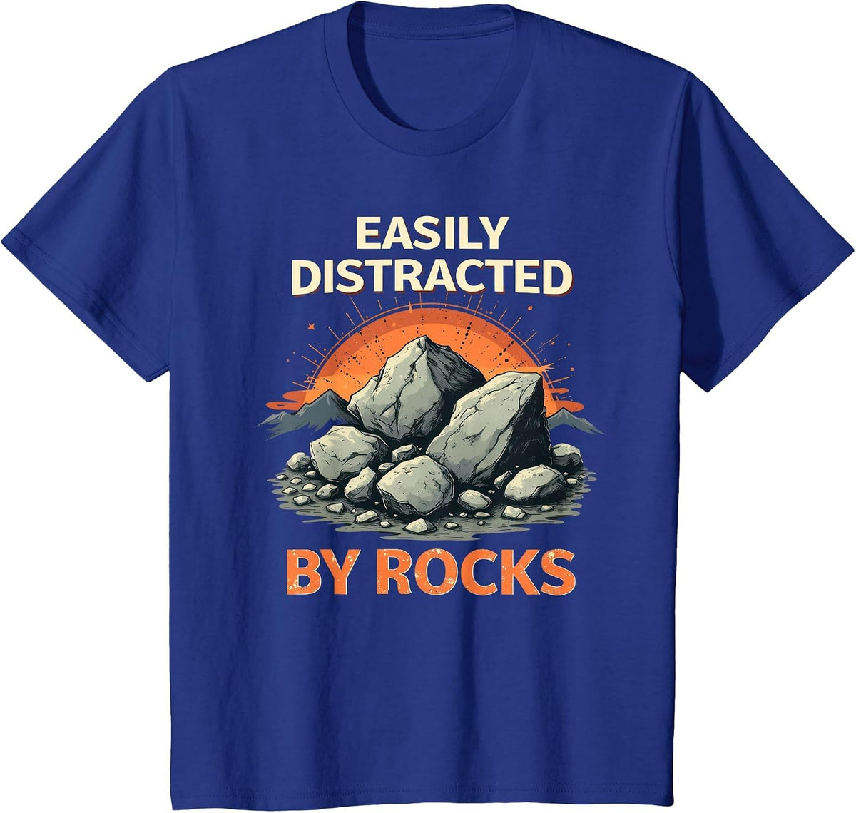 Vintage Easily Distracted By Rocks Geology Geologist T-Shirt - Royal Blue