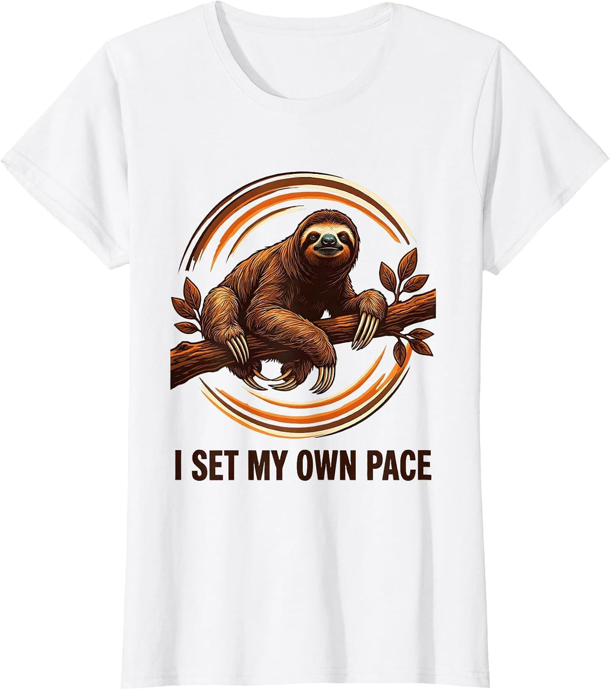 Women's I Set My Own Pace Funny Sloth Lover Lazy Humor Gift T-Shirt - White