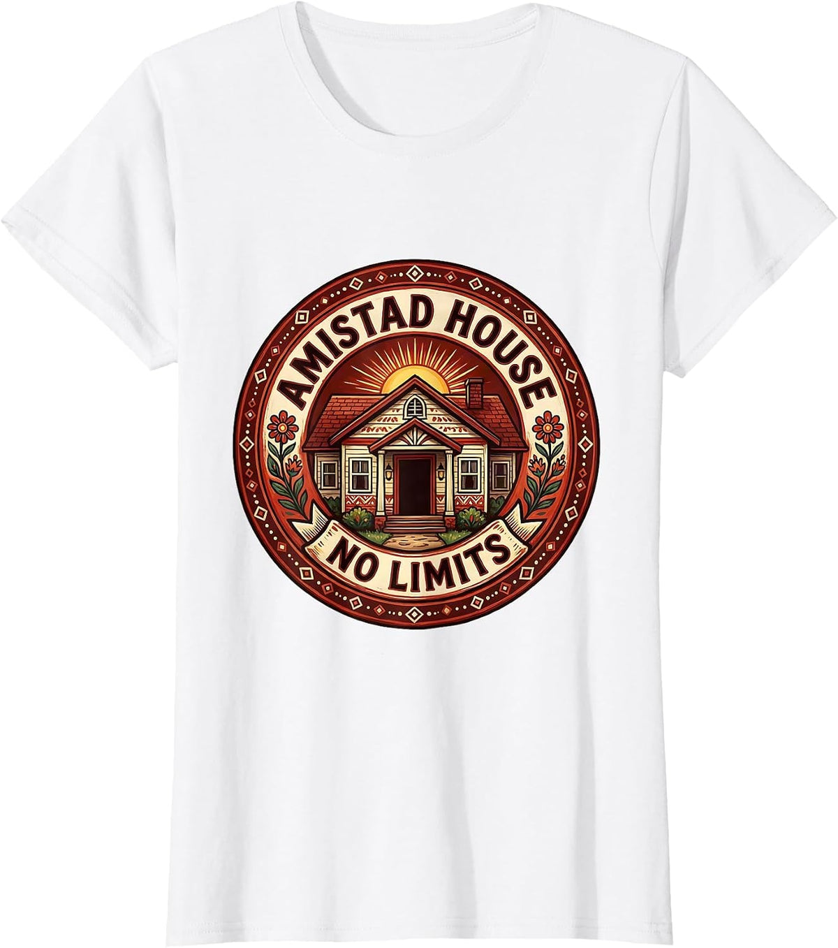 Women's Amistad House No Limits Inspirational Design T-Shirt - White