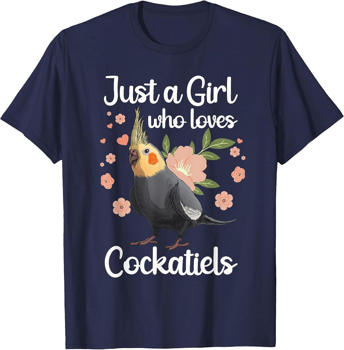 Cool Cockatiel Art for Girls Women Parrot Cockatiel Lover T-Shirt - Navy Blue