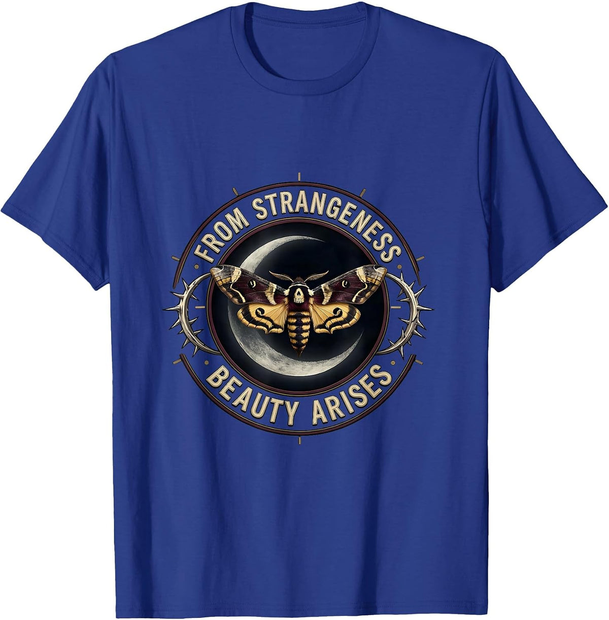 From Strangeness Beauty Arises Gothic Edgar Allan Poe T-Shirt - Royal Blue
