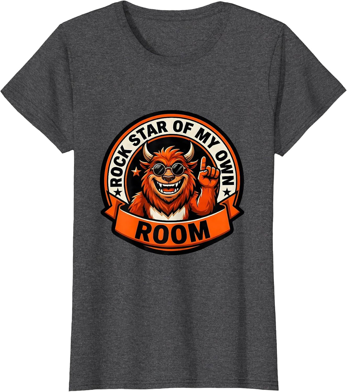 Women's Rock Star Of My Own Room Funny Rock Music Fan Novelty T-Shirt - Dark Heather Grey