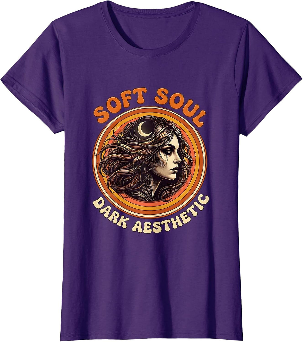 Women's Soft Soul Dark Aesthetic Gothic Design T-Shirt - Purple