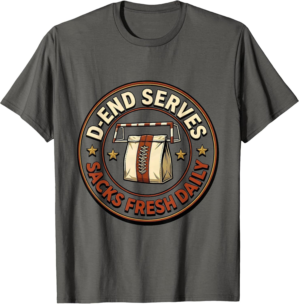 Men's D-End Serves Sacks Fresh Daily Funny Football Lineman T-Shirt - Asphalt Grey