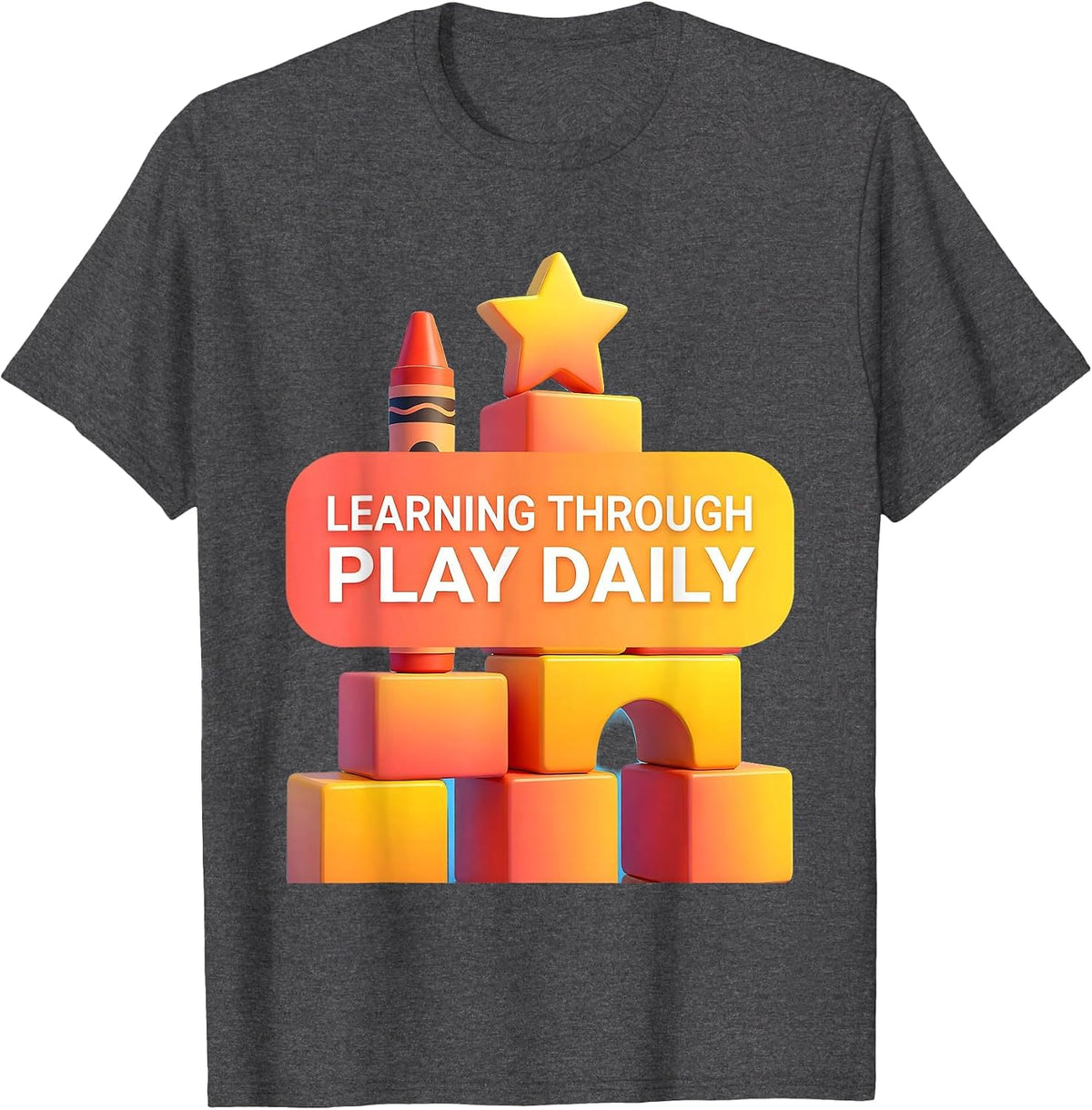 Learning Through Play Daily PreK Design T-Shirt - Dark Heather Grey