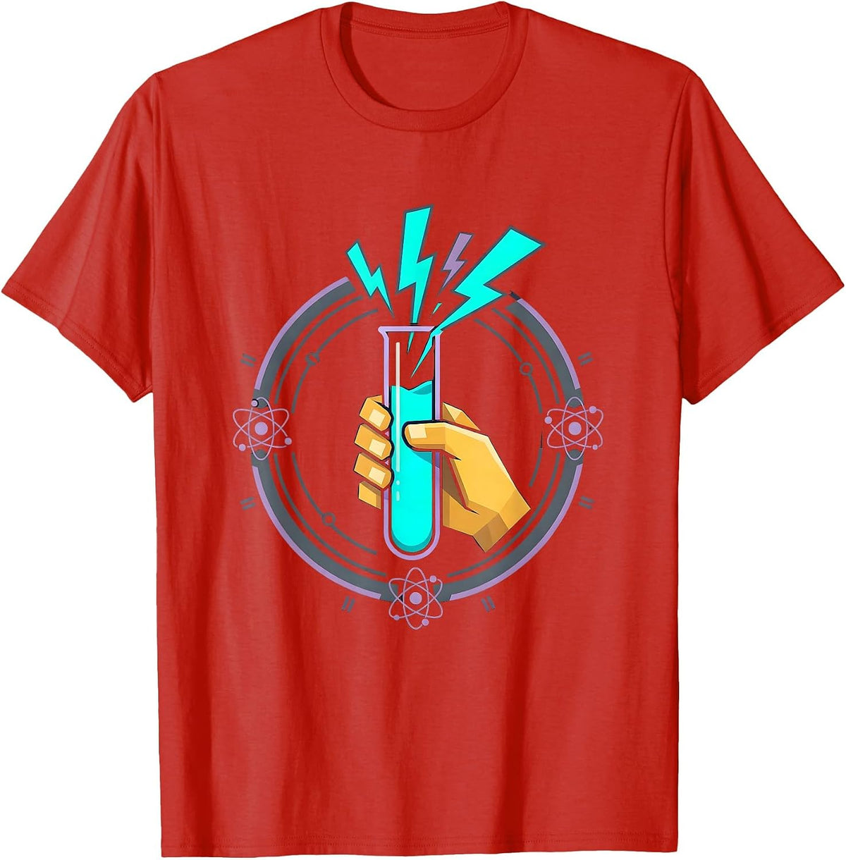 Men's Neon Teacher Science Test Tube Graphic T-Shirt - Red