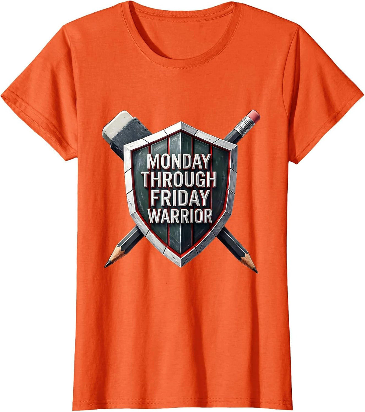 Monday Through Friday Warrior Bold Graphic Design T-Shirt - Orange