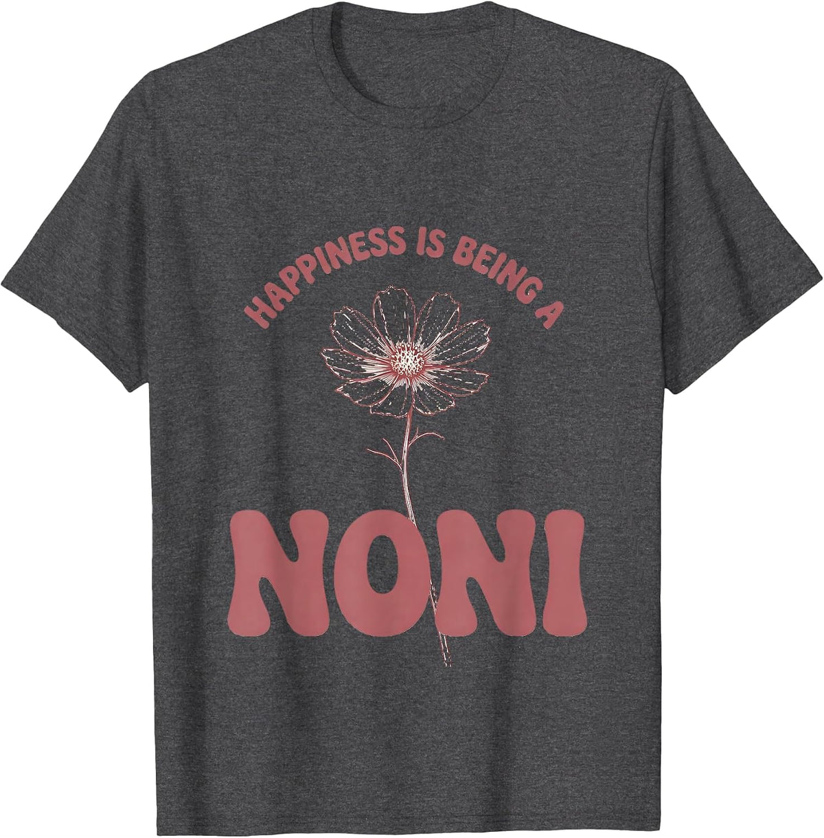 Happiness Is Being A Noni Boho Minimalist Grandma Gift T-Shirt - Dark Heather Grey