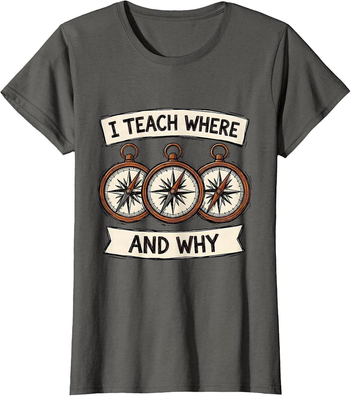Women's I Teach Where And Why Funny History Teacher Social Studies T-Shirt - Asphalt Grey