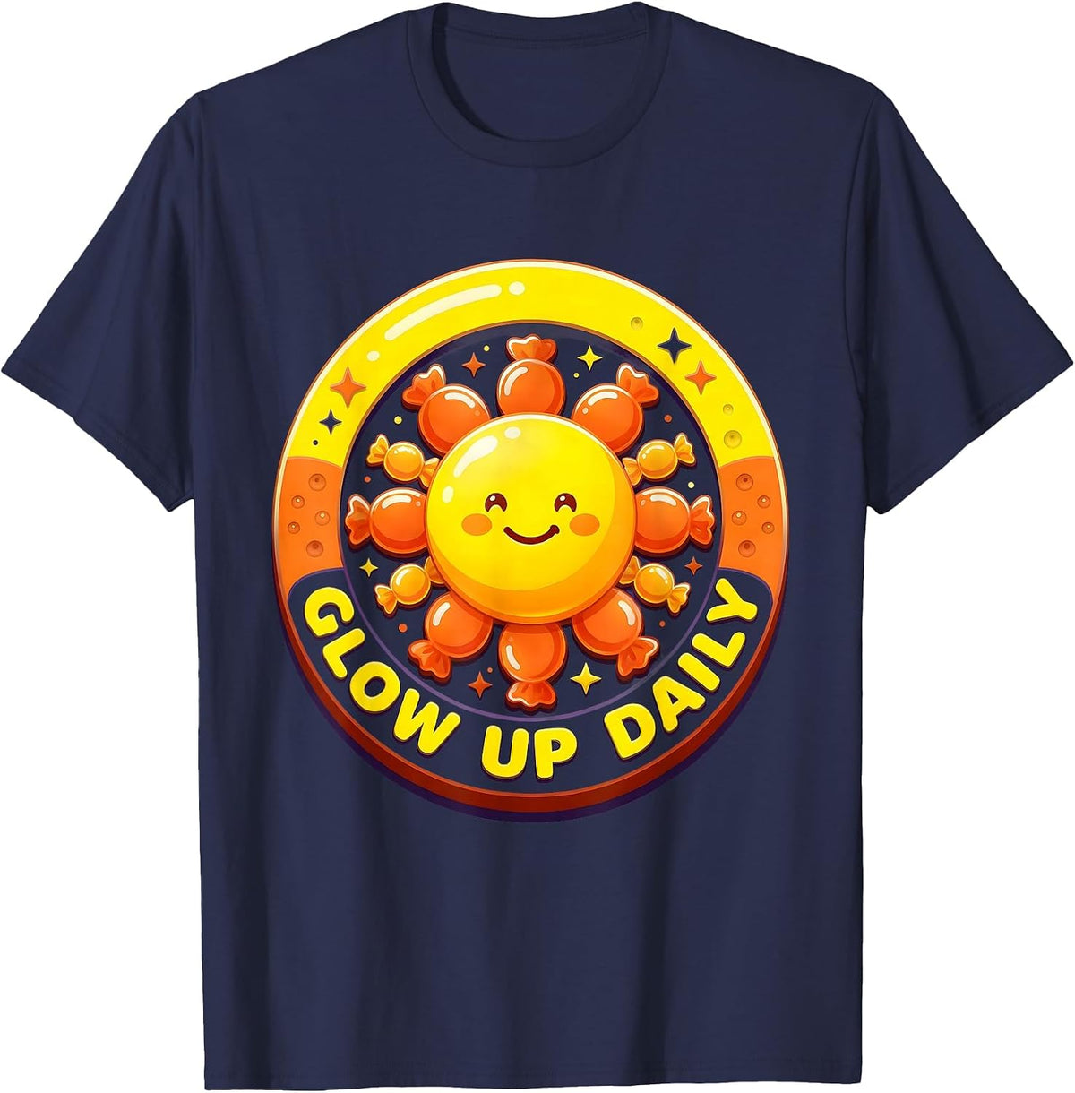 Men's Glow Up Daily Motivational Lifestyle Design T-Shirt - Navy Blue