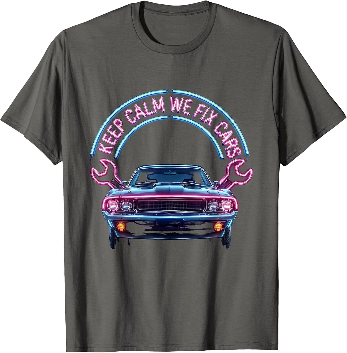 Men's Keep Calm We Fix Cars Valley Forge Auto Design T-Shirt - Asphalt Grey
